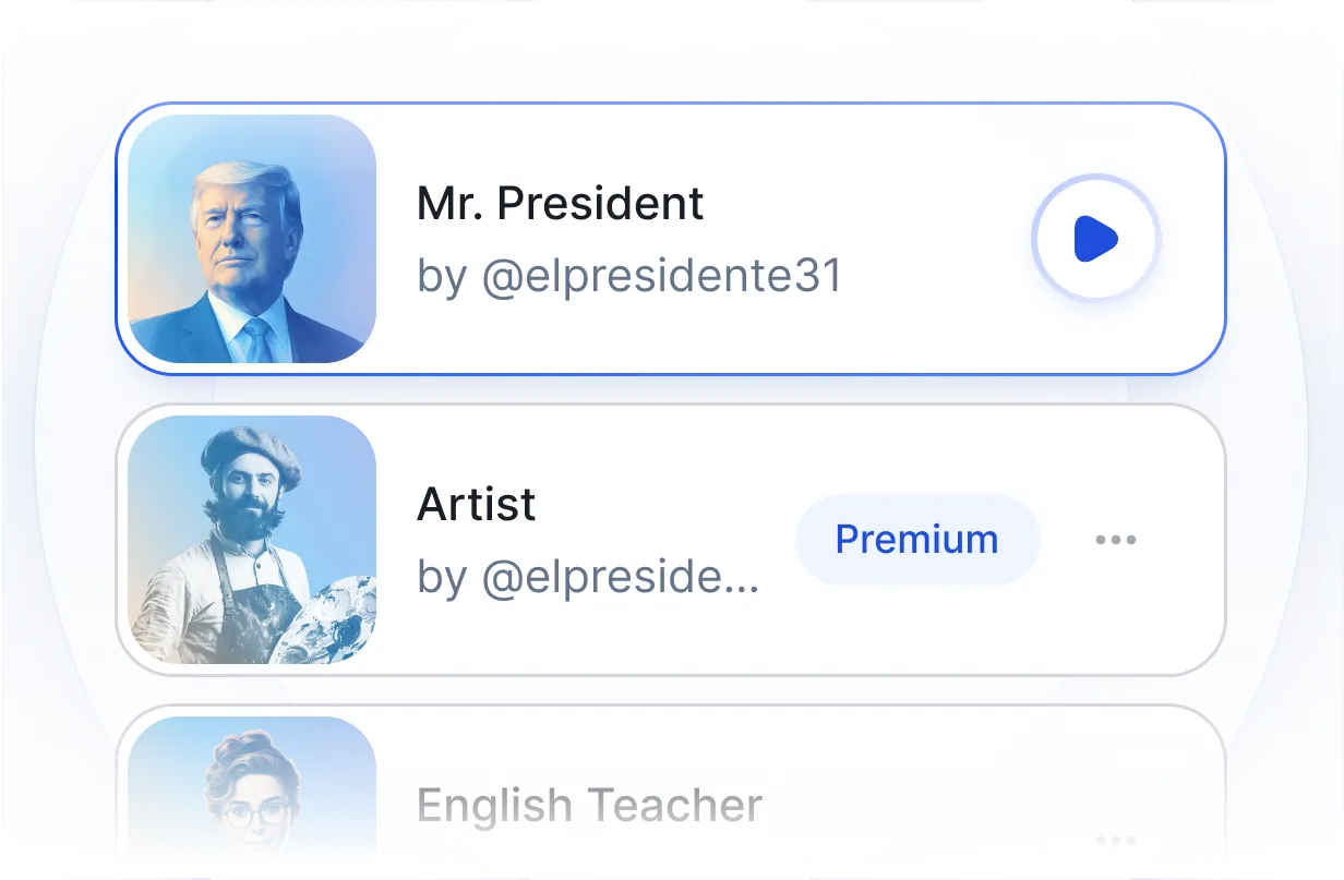 Wide selection of AI voice profiles