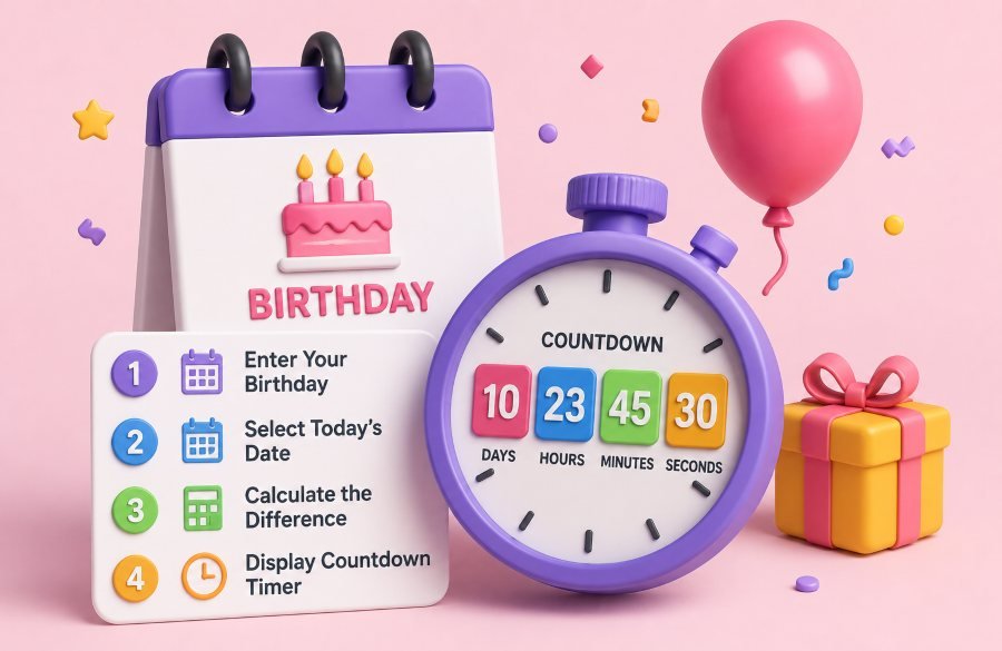 How to Calculate Birthday Countdown Timer Step by Step